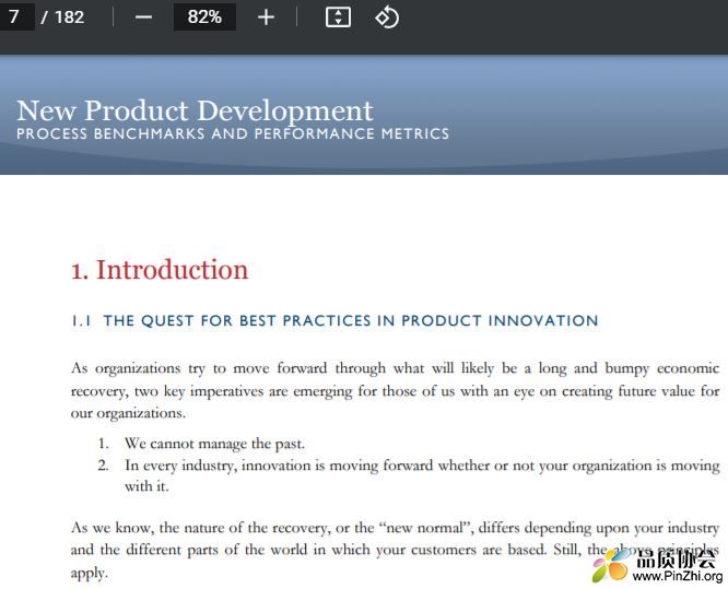APQC New Product Development PROCESS BENCHMARKS AND PERFORMANCE METRICS