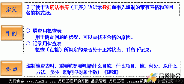 检查表(Check Sheet ; Check list)