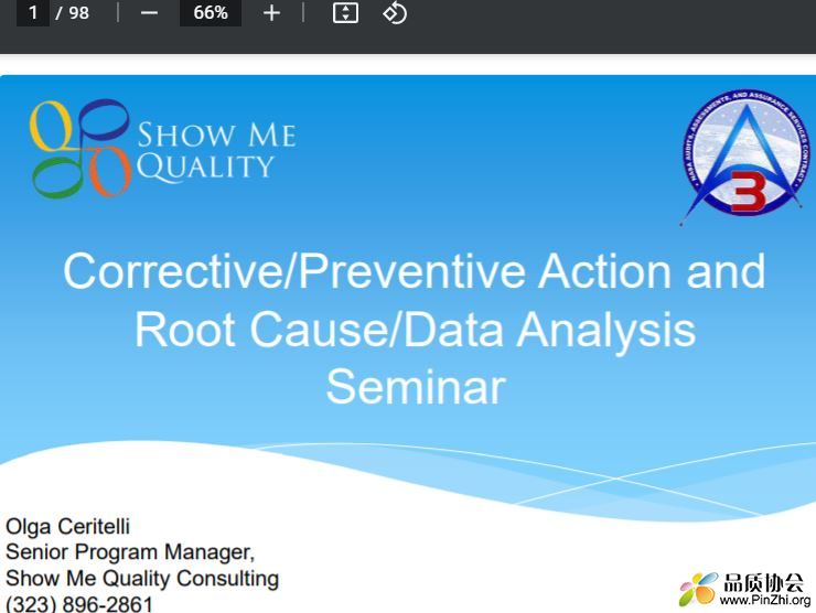 Corrective Preventive Action and Root Cause Data Analysis Seminar