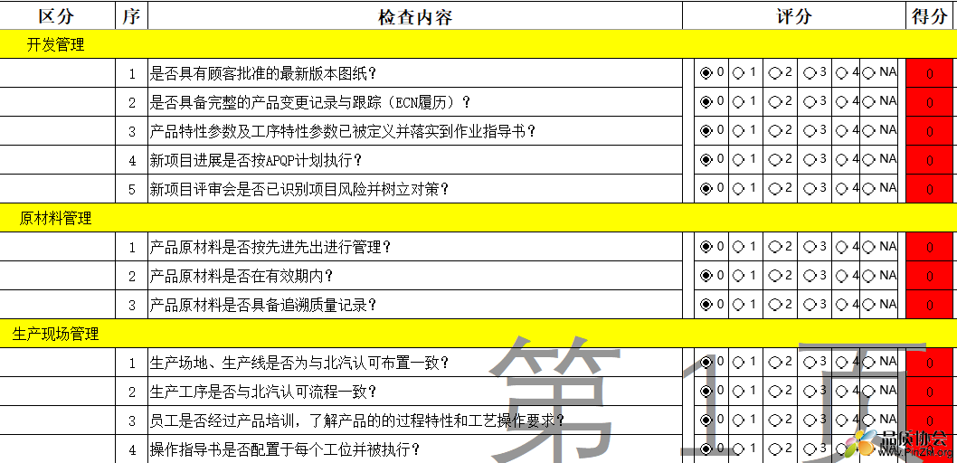 飞行检查审核表