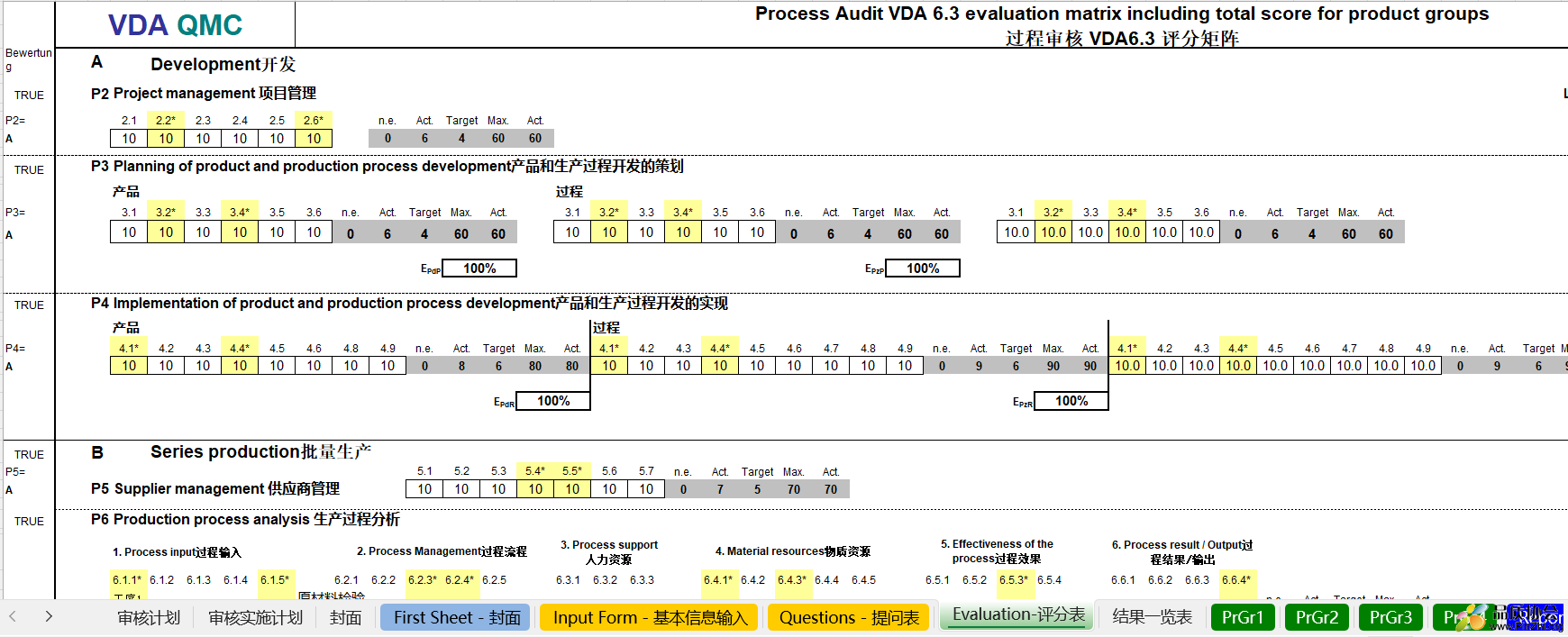 VDA6.3-2023 标准提问表+审核报告模版