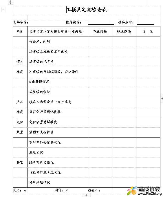 工模具定期检查表