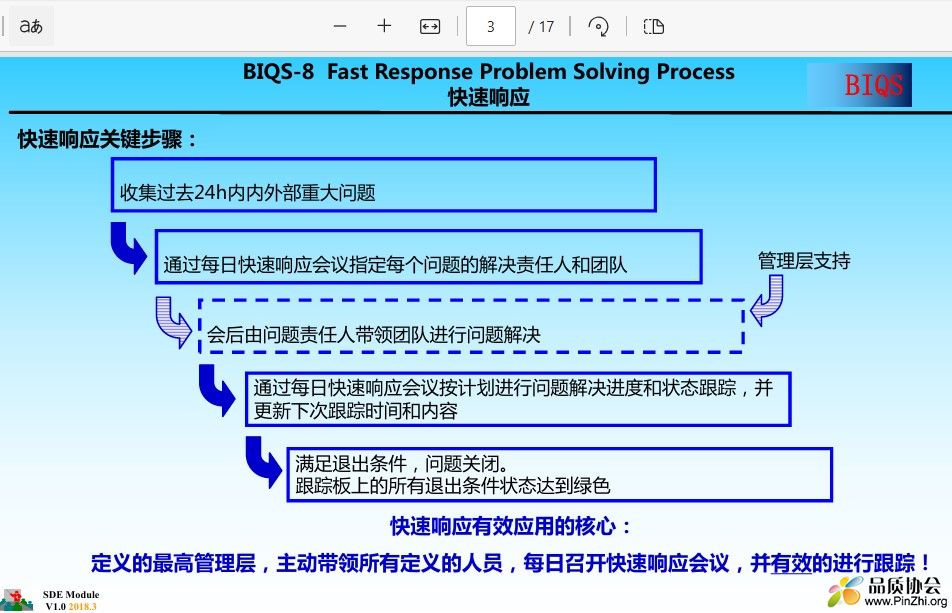 BIQS-8 Fast Response Problem Solving Process 快速响应