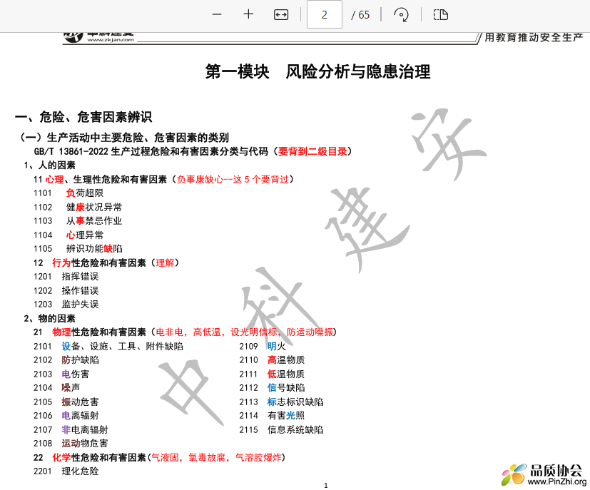 第一模块 风险分析与隐患治理