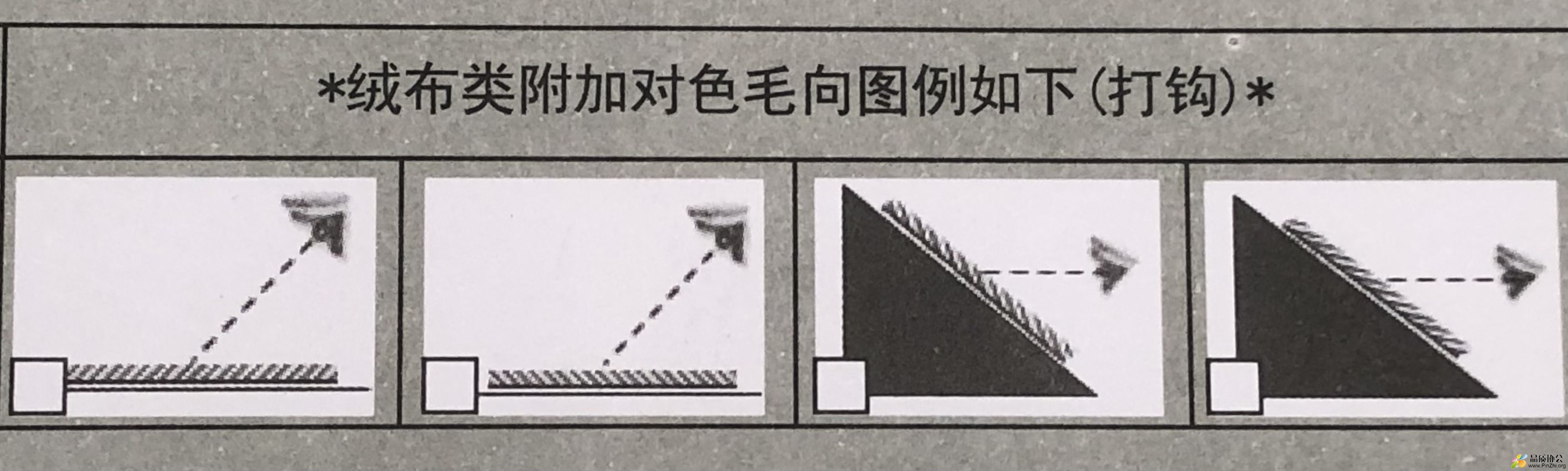 绒布对色毛向图例