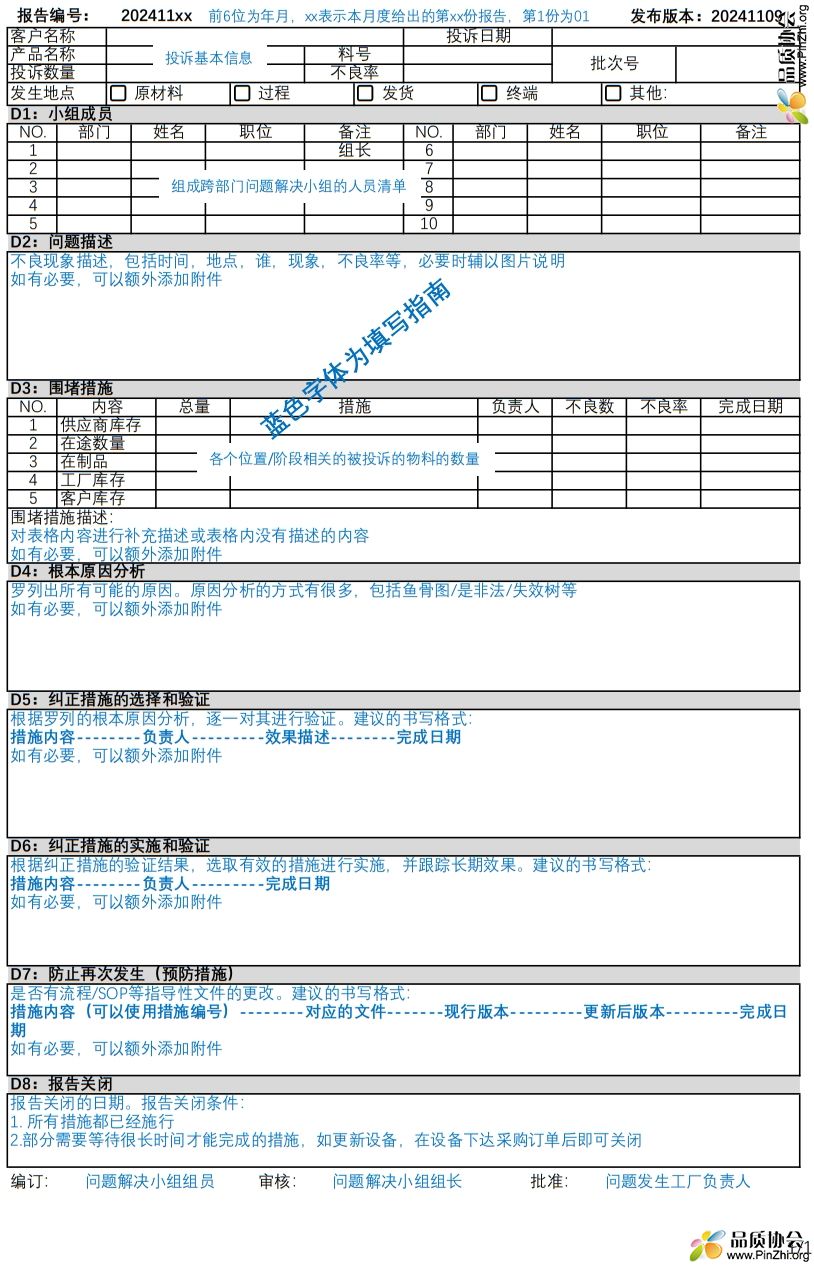 简单的8D模板