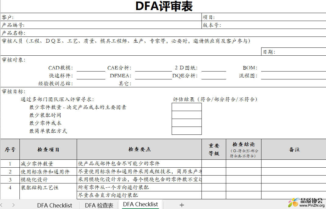 DFA评审表 DFA Checklist.png