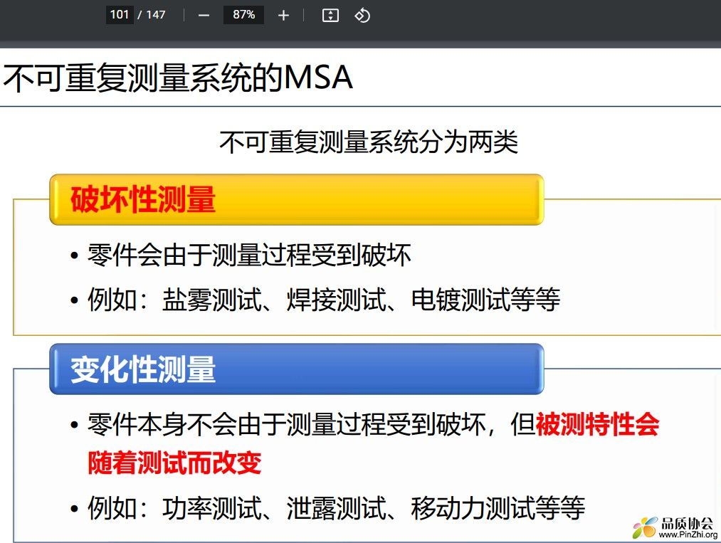 不可重复测量系统的MSA